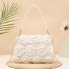 Elegant Women 3D Rose Floral Shoulder Bag Romantic Flower Pattern Pearl Handle Detachable Chain for Prom Graduation