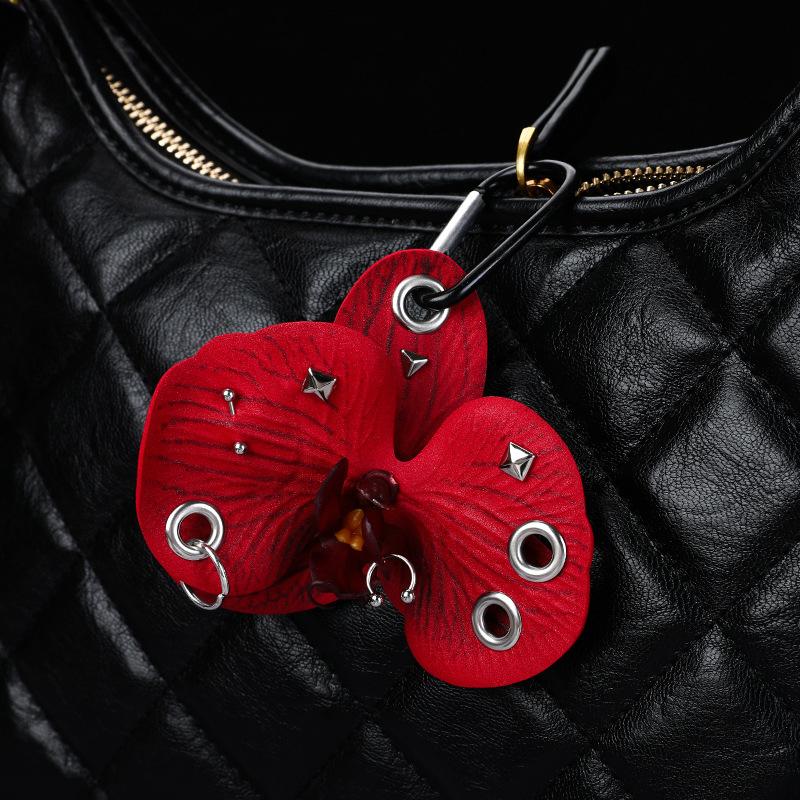 

Креативный изысканный брелок для ключей с орхидеей фаленопсис, милый кулон в виде имитации цветка, кольцо для ключей, подвески для рюкзака, украшение, подарки