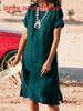 Casual Short Sleeve Dress With Spliced Polyester Fabric For Women Spring 2022