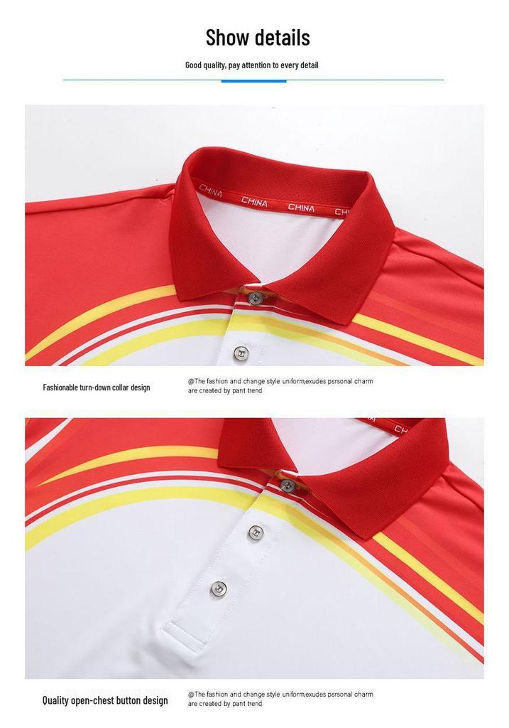 Unisex Quick-Dry Badminton & Table Tennis Set: Breathable Lapel Short-Sleeve T-shirt, Sweat-Absorbent Sports Uniform for Men & Women