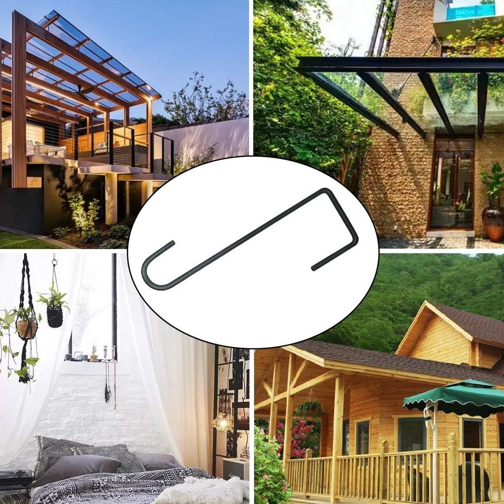 4 PCS Heavy Duty Black Plant Hangers Garden Hooks Fence Hook Hanger Perfect for Hanging Lights Bird Feeder Flower Basket Planters (4.3X 8 inch)