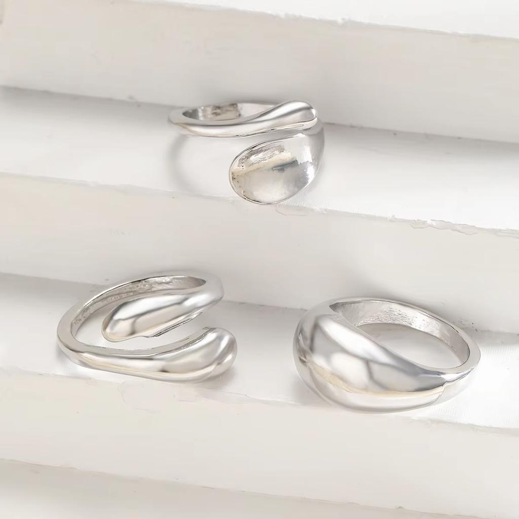 4 Pcs Punk Irregular Rings Set for Women Retro Exaggerated Geometric Gold Color Open Ring Fashion Personality Jewelry Gifts 2025