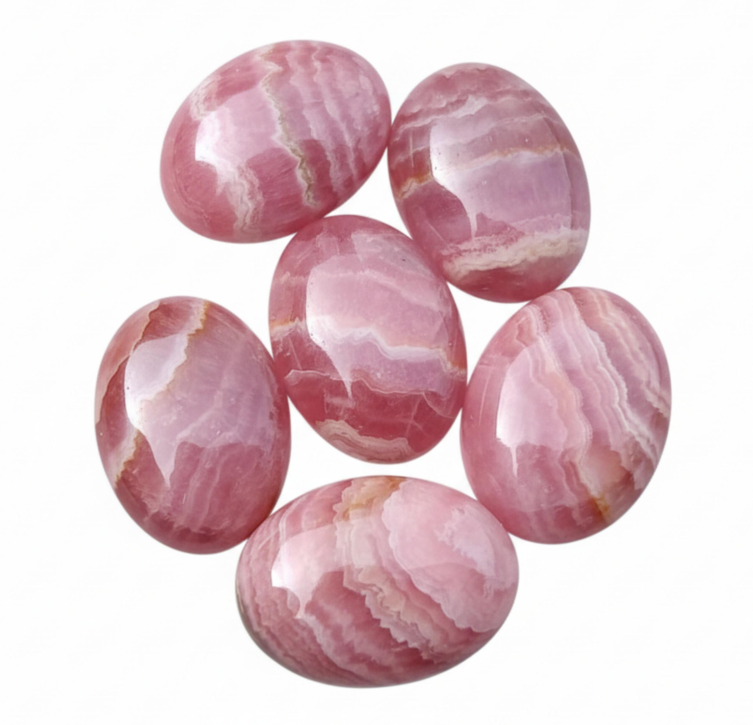 

Natural Rhodochrosite Oval Cabochons - Pink & White Gemstones for Jewelry Making 5x7mm розовый