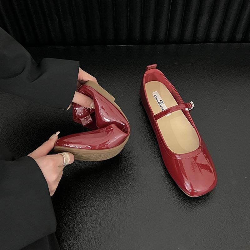 

Мода Bailamos 2025 Весна Новые Женские Винтажные Балетки Пуговица Квадратный Носок Мэри Джейн Повседневная Обувь Слипоны Комфортные Лоферы Обувь Балетки 35