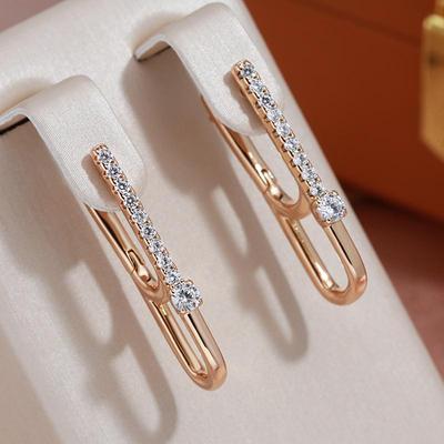 Moderne Zirkon-Ohrringe für Damen, goldfarben, trendiger Schmuck