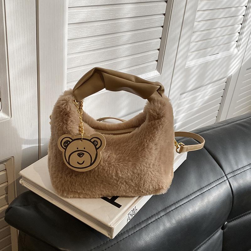 Plush bag high value plush 2025 autumn new handbag bag trend niche fashion messenger small bag