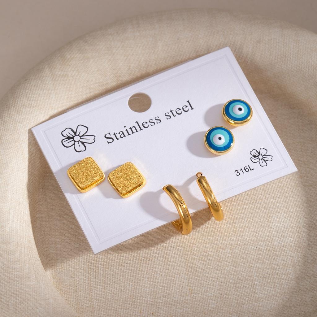 Women's minimalist stainless steel butterfly hoop earrings set of earrings