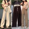 Spring New Double Drawstring Corduroy Wide-leg Pants High Waist Drape Straight Pants Loose Casual Pants Women
