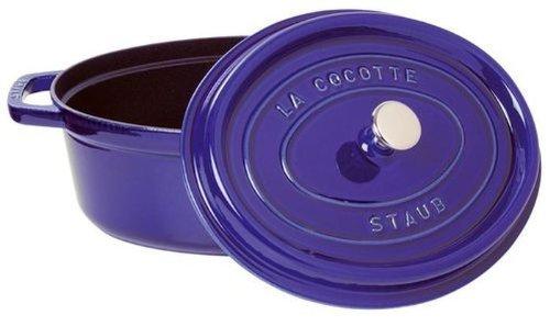 STAUB Cocotte Oval Gran Blue Groß Handgegossener Emailletopf IH-Kompatibel Japanische La Cocotte Oval "Pico 31cm" [Autorisiertes Produkt] 40510-289