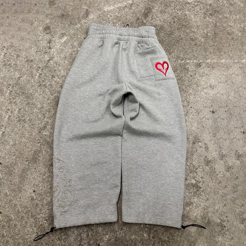 Pantaloni da Jogging a Vita Doppia Y2K Motivo Ricamato Carte da Poker Pantaloni Cadenti Uomo Donna Goth Hip Hop Streetwear Unisex Pantaloni da Tuta Larghi