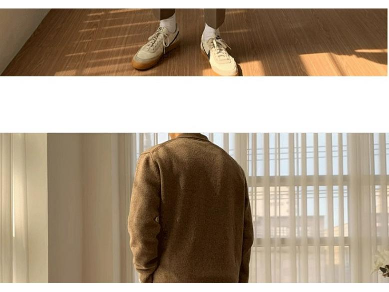 Suéter Polo Masculino de Alta Qualidade Estilo Coreano Cor Sólida - Tricô Casual Tendência com Gola para Outono