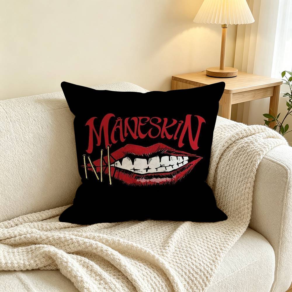Rock Music Band M-Maneskin Pillow Case Square Double-Sided Sofa Cushion Cover Bedroom Bedside Pillow