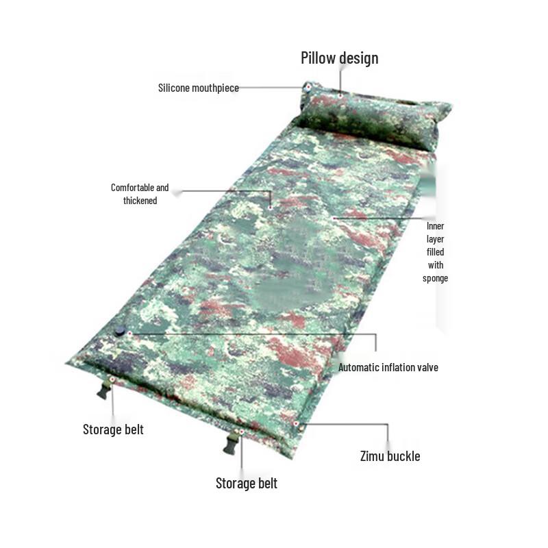 Camouflage Automatic Inflatable Camping Mat with Pillow