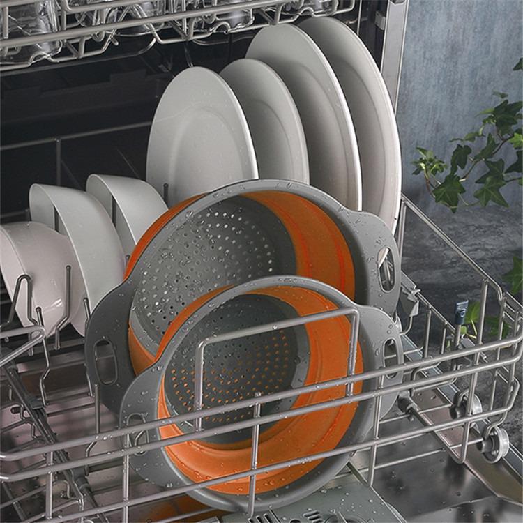 Adjustable Silicone Telescopic Folding Drain Basket for Vegetables