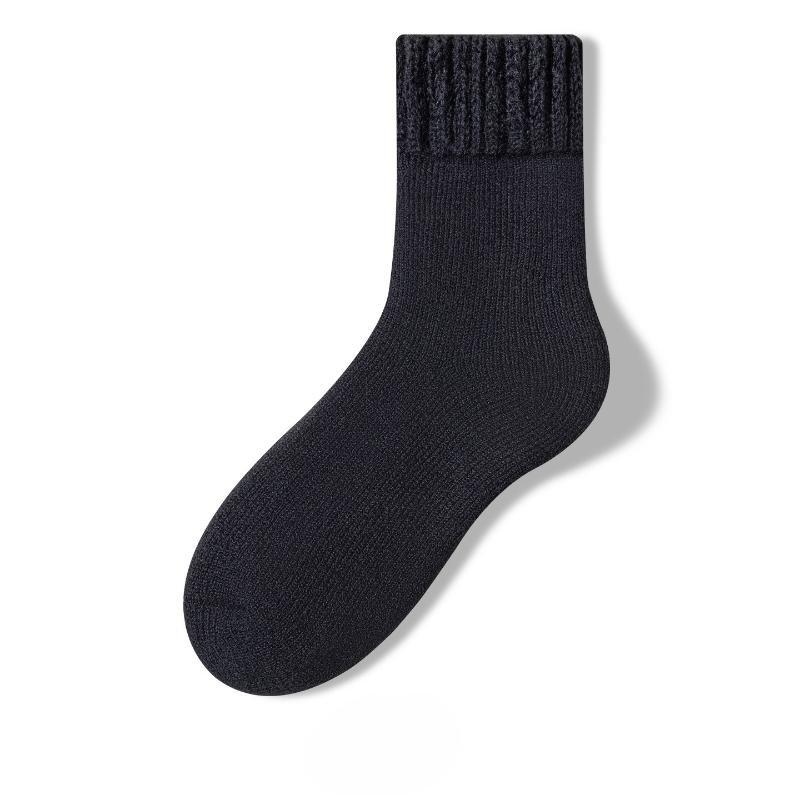 Super Thick Cold-proof Wool Socks for Men, Winter Mid-calf Socks with Fleece and Thickened Warmth, Long Calf Floor Socks