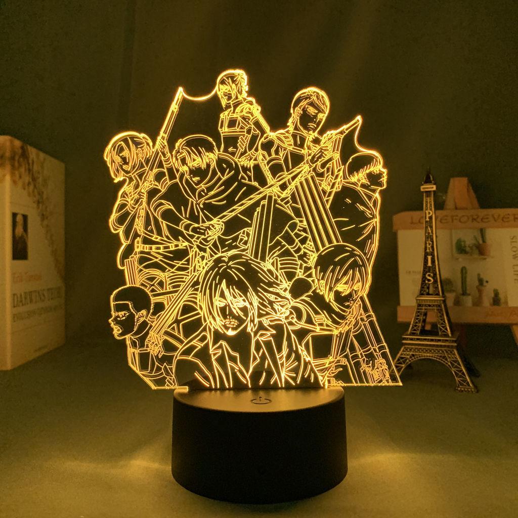 Attack On Titan Levi Mikasa Eren USB 7 Colors LED Night Light