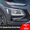 For Hyundai Kona Encino Kauai SUV 2017 2018   Chrome Car Front Fog Light Lamp Cover Trim Foglight Bezel Trim Accessories