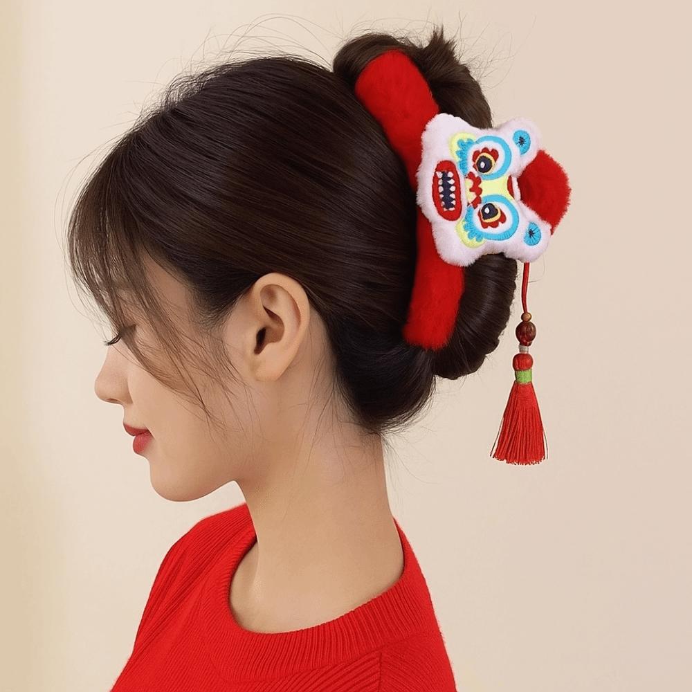 Erwachender Löwe Neujahr Haarklammern Quaste Damen Haarspangen Kreative Dame Haifischklemme Mädchen Geschenk