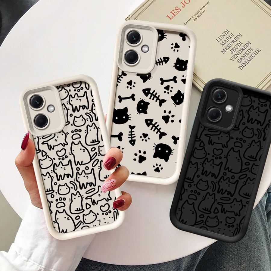 Cartoon Line Cat Case for Xiaomi Poco F8 C50 X3 Pro X3 NFC C61 C51 Phone Cover