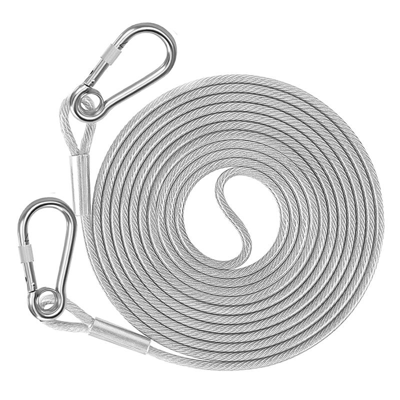 3-10M Double-Headed Dog Tie Out Cable Leash Raction Rope Metal Buckle Steel Wire Anti-Rust Training Collar Outdoor Dogs Strap