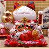 10.2 Inch Large Lucky Cat Statue Maneki Neko Ornament Ceramic Beckoning Cat with Movable Arm Porcelain Fortune Cat Figurine