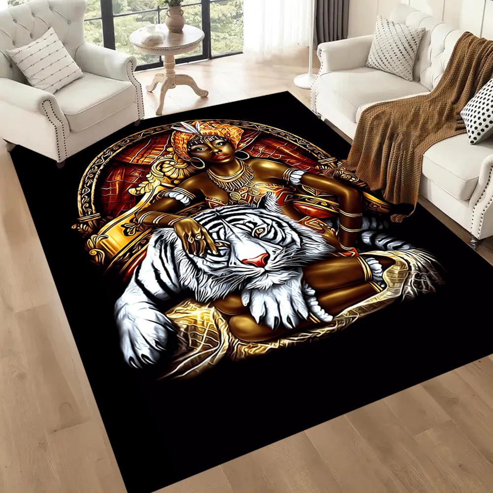 Colorful Tiger Portrait Floor Mats for Living Room, Bedroom and Room Decoration Are Suitable for Gifts.