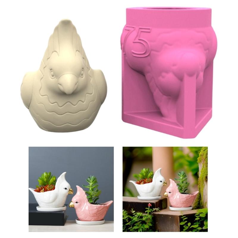 Silikon Pflanzgefäßform Silikon Blumentopfform Papageienform für Sukkulententöpfe und Heimdekorationen Kreative Bastelvase