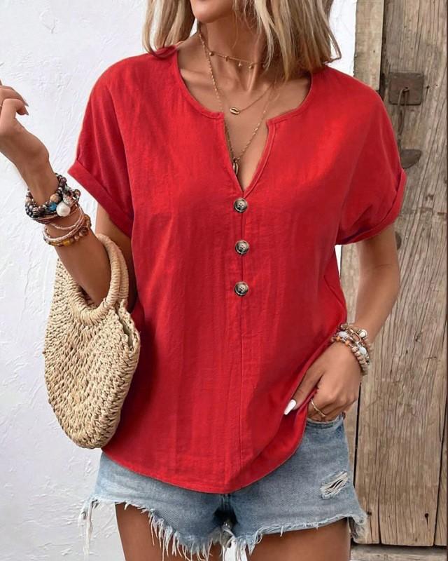 Women Fashion Retro Cotton And Hemp Printing Lapel Long Sleeves Shirt Tops