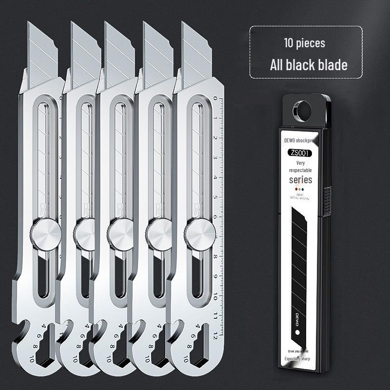 DEWO Heavy-Duty Stainless Steel Electrician's Folding Utility Knife with Cable and Wire Stripper, Thickened Hook.