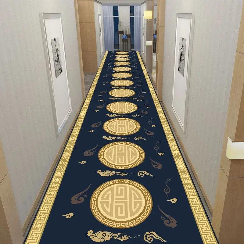 America European Long Corridor Carpet Luxury Decoration Hallway Rug Non-slip Easy Cleaning Floor Mat Stairway Runners Carpets