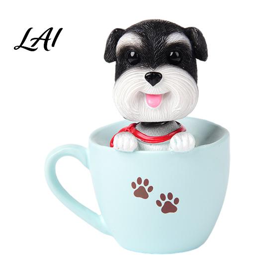 Car Aromatherapy Air Freshener Cup Shaking Head Dog Ornament Resin Teddy Schnauzer Dashboard Cute Puppy Interior Decor Decor Heat Resistant