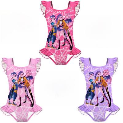 Kinder Mädchen Anime Cartoon K-POP Rumi Zoey Mira Print Rüschen Ärmellos Einteiliger Badeanzug Bademode