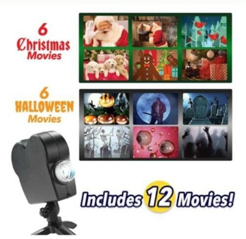 12 Filme Halloween Holographische Projektion Partylicht LED Fenster Wunderland Projektor Bühnenlicht Halloween Weihnachtsdeko Neu