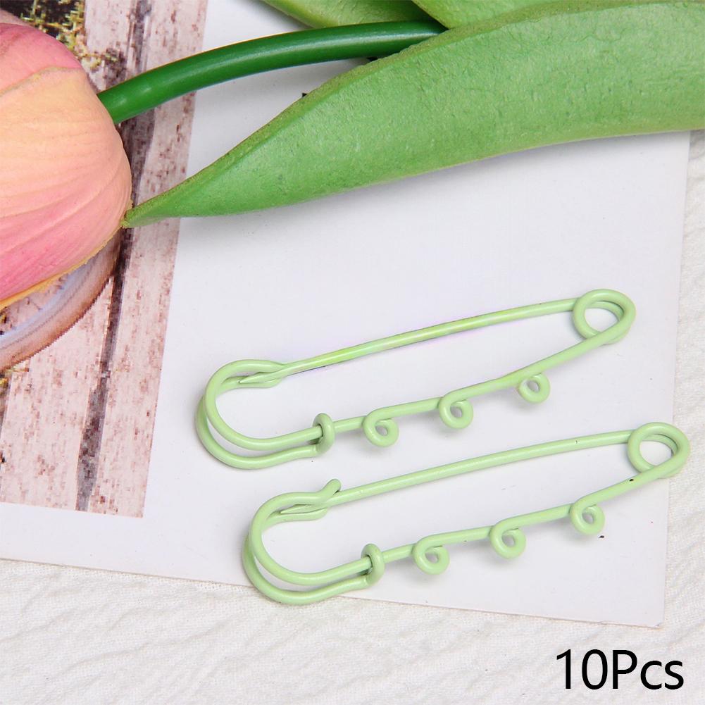 10pcs Metal Safety Pins Brooch Sewing Clothes Pins With 3Loops For Tags DIY Crafts Jewelry Making Findings