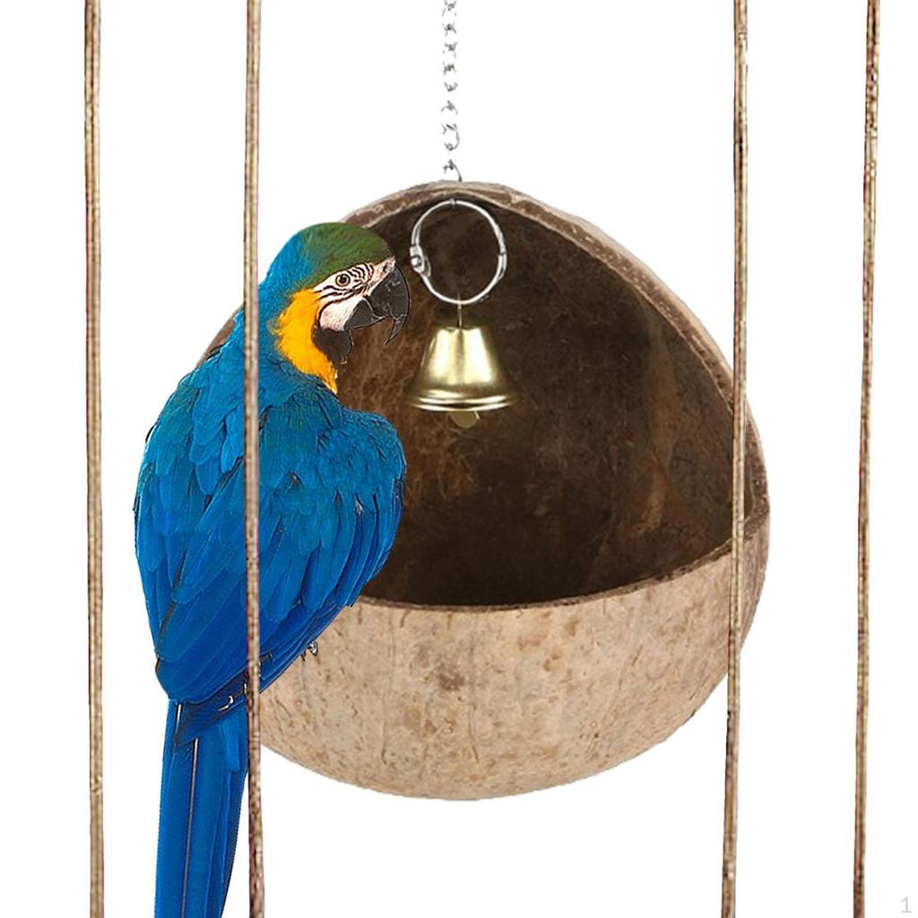 Coconut Bird Nest Hut Breeding Cage Decor Garden Portable Pet Habitat Small Animals House