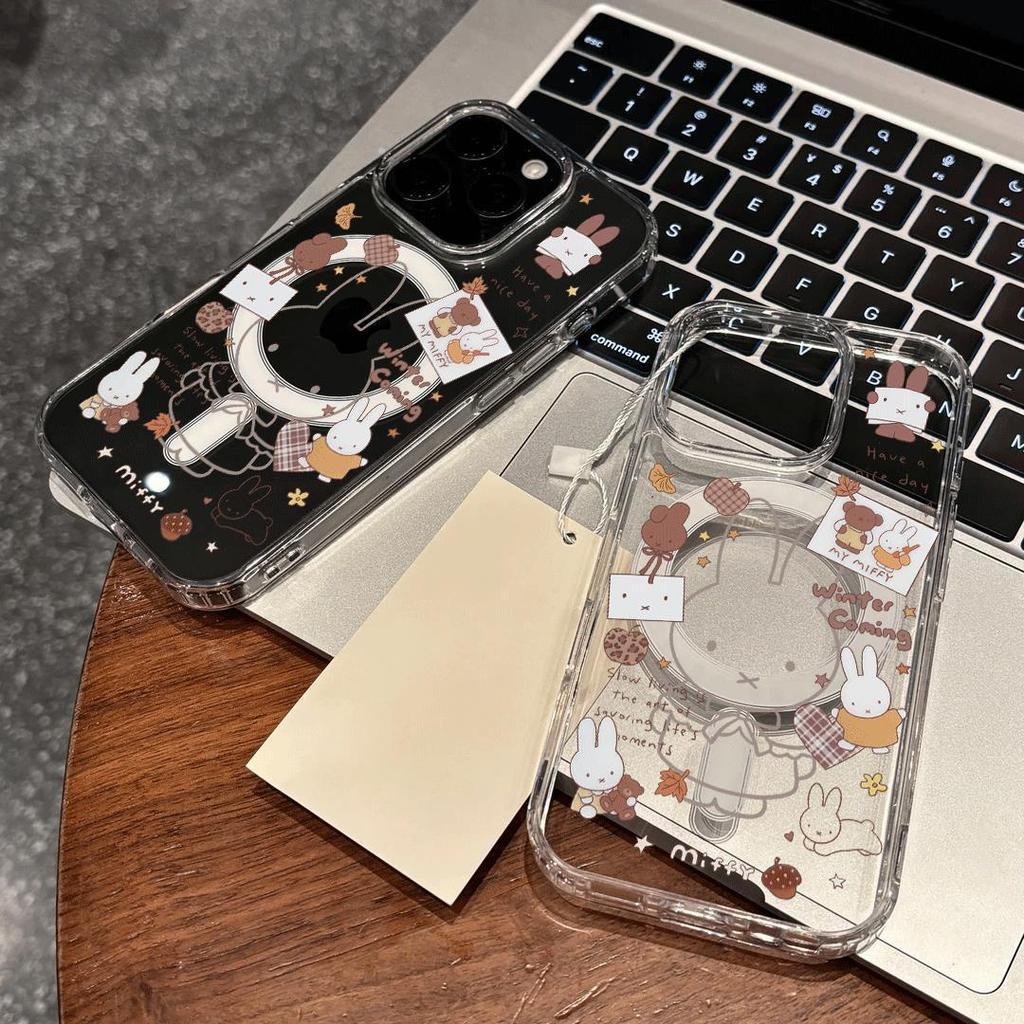 Miffy Bunny Cartoon Acrylic Phone Case for Apple 11, 13 Pro, 14, 15, 16, 17 Pro Max