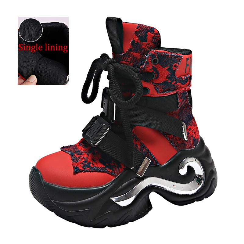 Mote Mote Chunky Platform Motorsykkelstøvletter Dame Denim Lappverk Snørestøvletter Dame Tykk Såle Sklisikre Punk Goth Sko