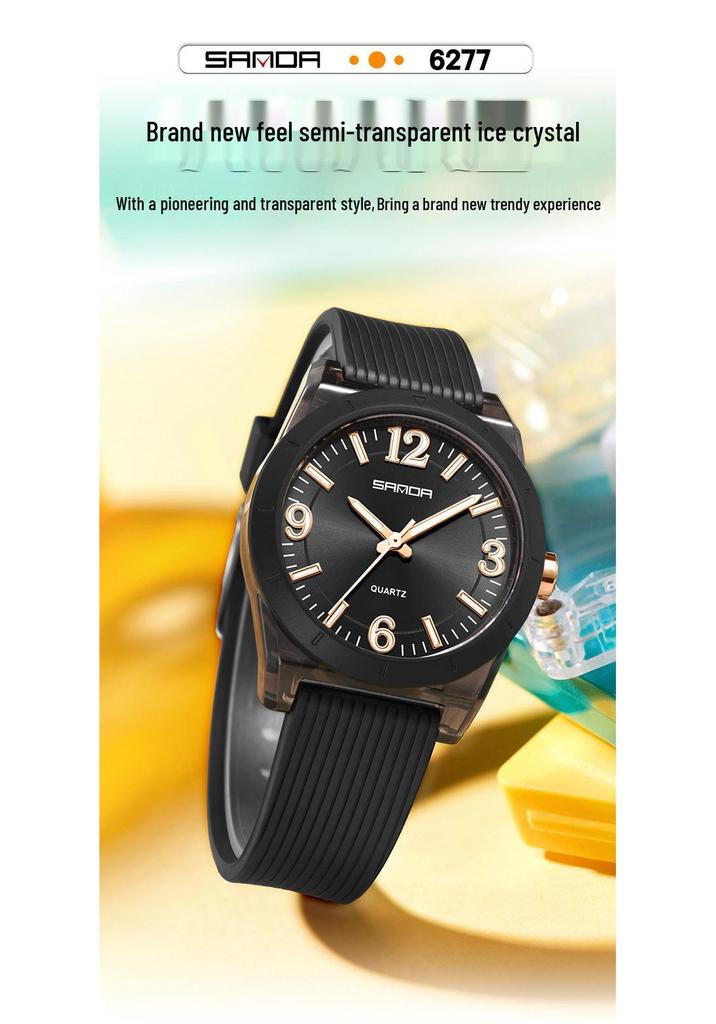 Sanda TEMU Hot-Selling Waterproof Quartz Luminous Student Watch with Thin Transparent Case for Children