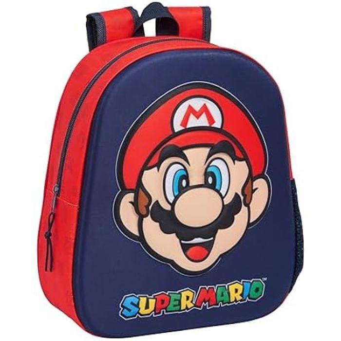 Sac à dos d'école SUPER MARIO - Design 3D - Adapté au chariot - Enfant - Rouge