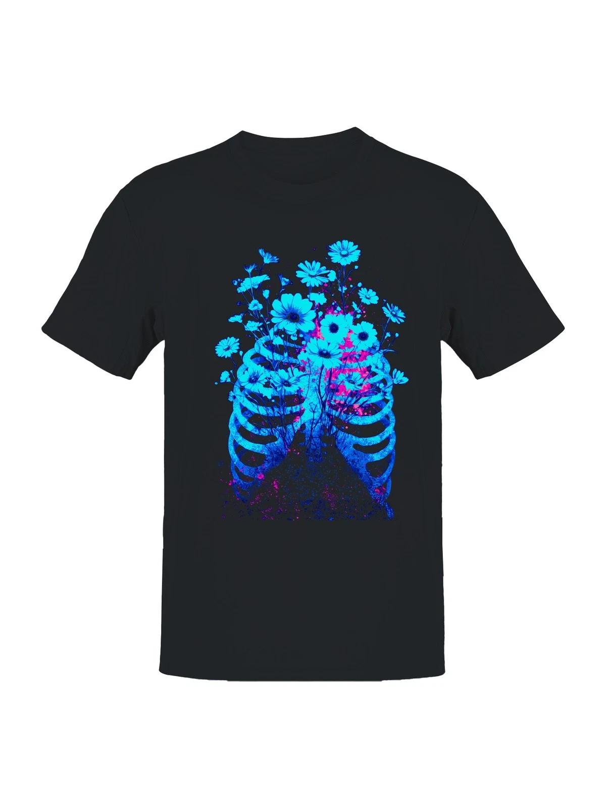 Floral Skeleton Bloom Art Men s T-shirt M
