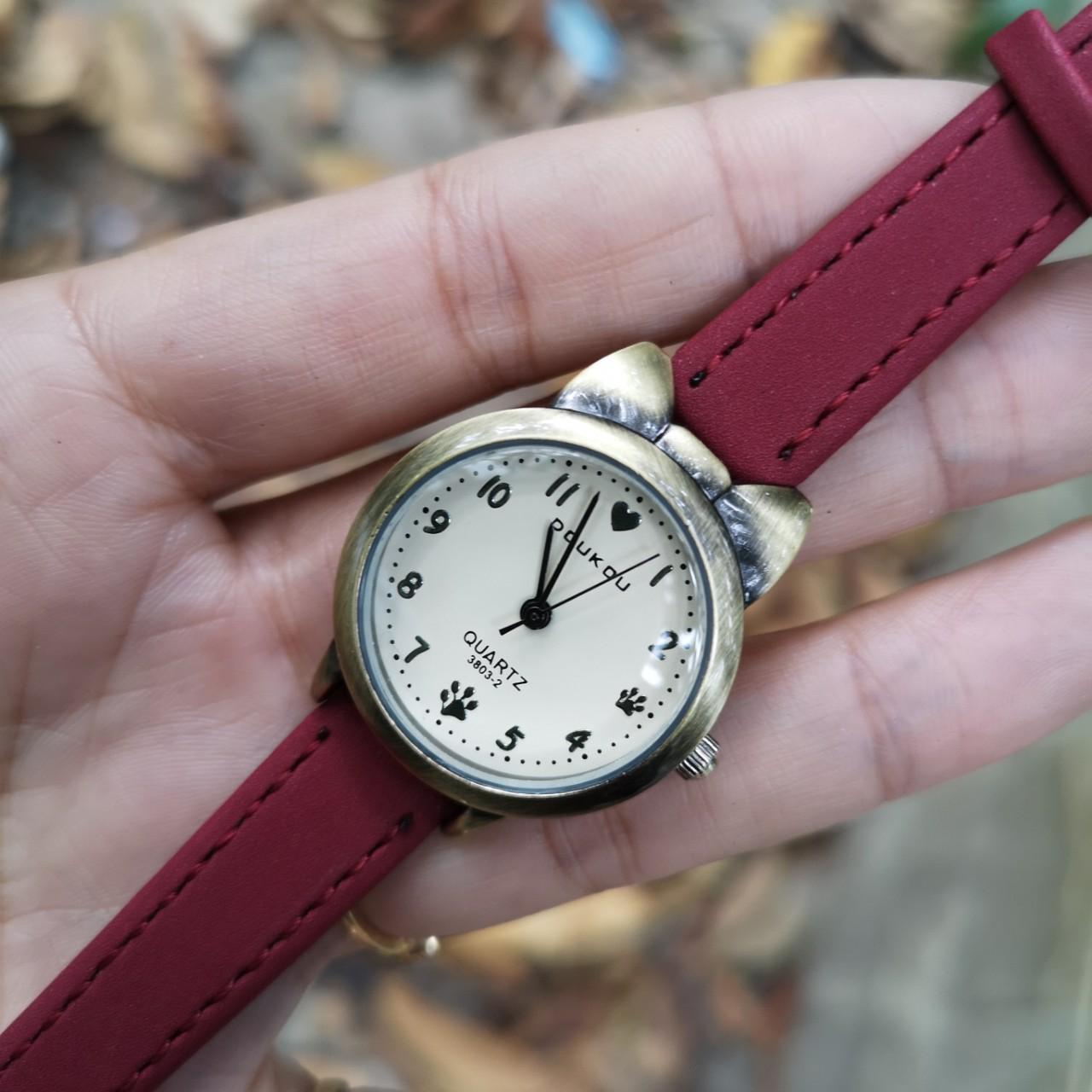 

Модний світяться ретро бронзовий кошеня студентський годинник