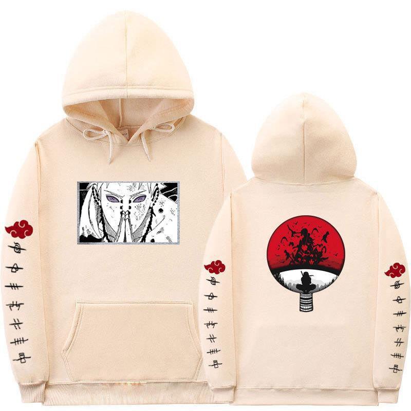 Mens Oversized Hooded Sweatshirt With Naruto Anime Print Fleece-Lined Streetwear Teens Fall Season