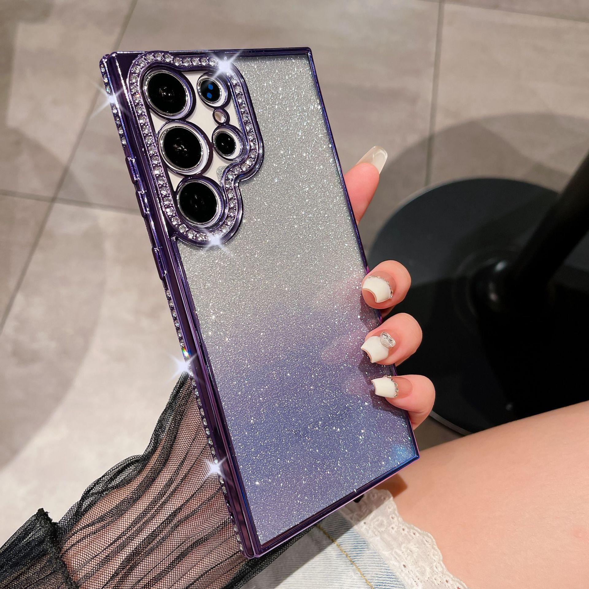 

Стразы Блестящая пудра Подходит для чехла для мобильного телефона Samsung S25ultra A16 Полная защита от падений S24 Роскошный A52 Гальванизированный Мягкий чехол Galaxy A06