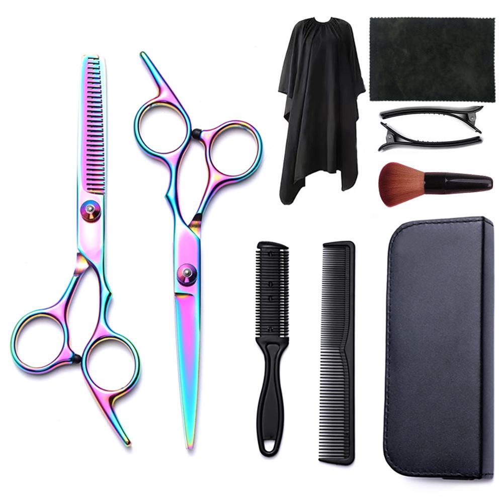 Hairdressing Scissors Set: Colored Straight-Tooth & Thinning Bangs Scissors for Professional Stylists