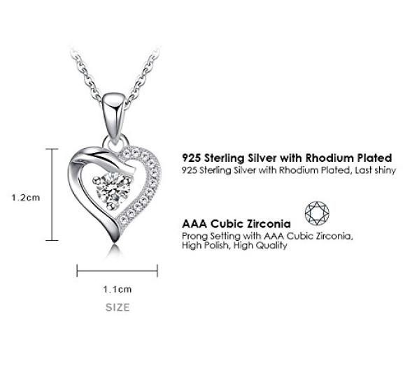 Ashley Jewelry Necklace, Sterling Silver 925, Heart Pendant, Cubic Zirconia, Women's, Party, Popular