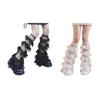 Manchons de jambe en dentelle à volants pour femme, manches de jambe évasées en maille d'été, manchettes de botte, chaussettes hautes jusqu'au genou, chaussettes de jambe douces, vêtements de rue