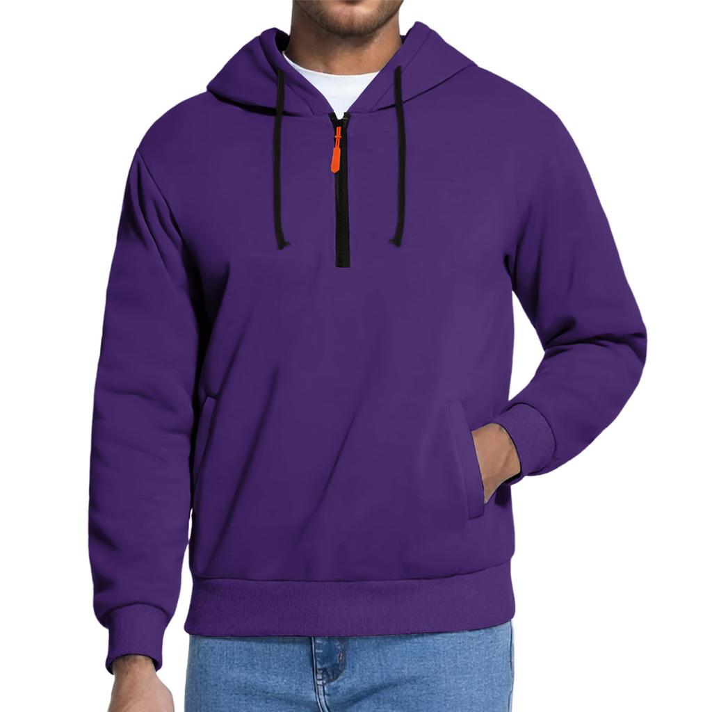 Men's Fleece Hoodie Casual Long Sleeve 1/4 Zipper Pullover Sweatshirts