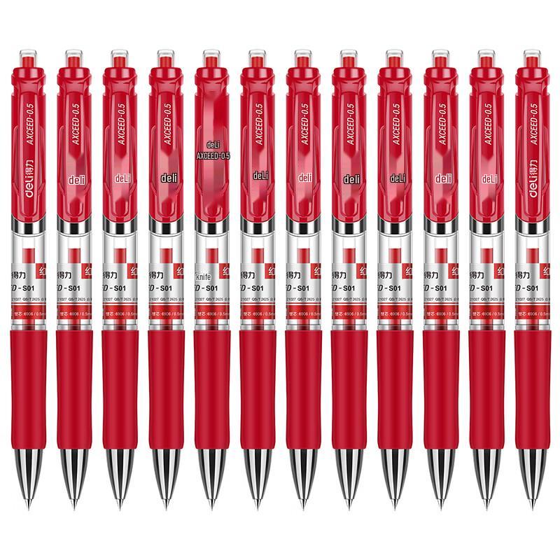Deli S01 0.5mm Click Gel Pen красный