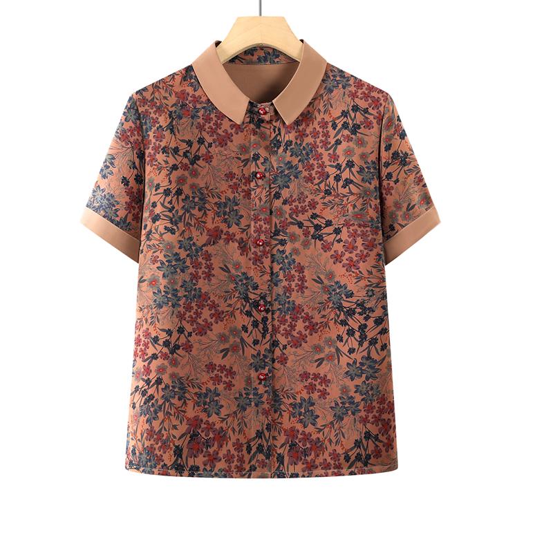 

Stylish Floral Short-Sleeve Top for Middle-Aged and Elderly Women 4XL (130-144 jins)