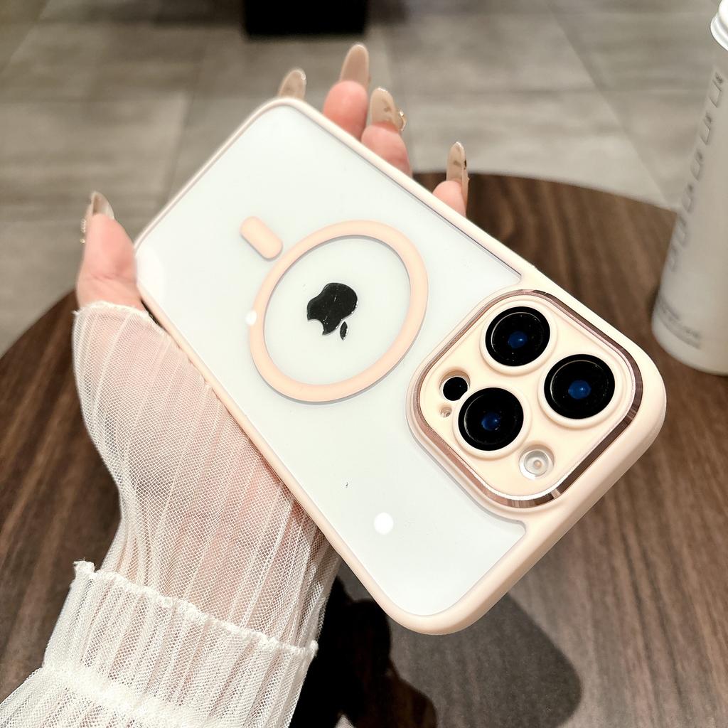 Nadaje się do iPhone'a 16 Pro Max, etui ochronne na telefon Golden Shield z soczewką ochronną, Apple 15, akryl o wysokiej przejrzystości, silne przyciąganie magnetyczne